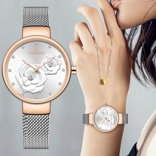 Relógio Feminino NAVIFORCE – Pulseira de Aço