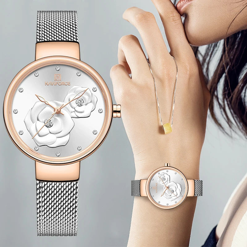 Relógio Feminino NAVIFORCE – Pulseira de Aço
